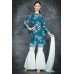 MOSAIC BLUE CHIFFON PRINTED SHIRT & GHARARA PANT SUIT