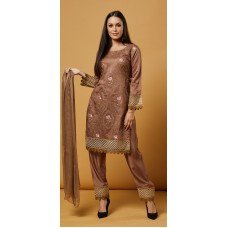 TAWNY BIRCH BROWN EMBROIDERED PAKISTANI STREET STYLE SALWAR KAMEEZ