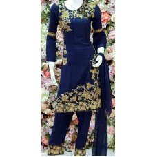 NAVY BLUE PAKISTANI DESIGNER READYMADE LINEN SUIT