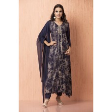 IDC-115 NAVY CHIFFON AND RAYON PARTY WEAR READY MADE SUIT