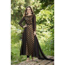 IDC-146 BLACK GEORGETTE EMBROIDERED READY MADE WEDDING WEAR DRESS