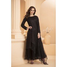 IDC-173 BLACK  NET FULLY EMBROIDERED MAXI STYLE READY MADE SUIT 