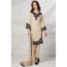 Fawn Embroidered Kameez Trouser Suit Set
