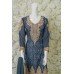 Grey Blue Linen Suit Pakistani Winter Party Dress