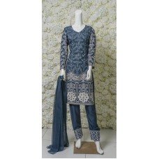 Grey Blue Pakistani Designer Suit Punjabi Style Dress