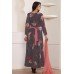 DARK GREY CIRCULAR FLORAL GEORGETTE READY MADE DRESS