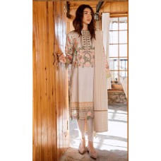 Off White Embroidered Lawn Suit Pakistani Designer Dress