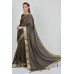 Dark Grey Embellished Stitched Saree