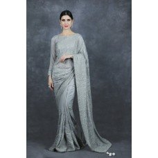 Light Grey Ethnic Party Designer Indian Saree
