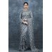 Dark Grey Embroidered Fancy Pakistani Saree