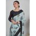 Mint & Black Floral Printed Designer Saree