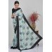 Mint & Black Floral Printed Designer Saree