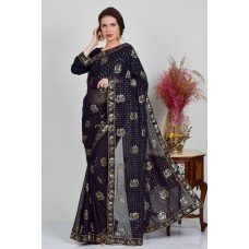 Navy Blue Shimmering Evening Wear Saree