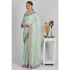 Light Mint Georgette Bollywood Style Saree