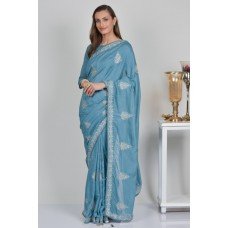 Sky Blue Silk Indian Saree