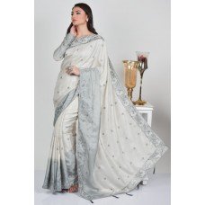 Light Grey Designer Wedding Saree