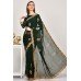 Dark Green Embroidered Designer Saree