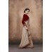 ZIDC-406 CREAM AND RED GEORGETTE SHIMMER INDIAN STYLISH PARTY WEAR SAREE