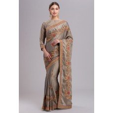 ZIDCS-212 SILVER GREY PAKSITANI READYMADE SAREE