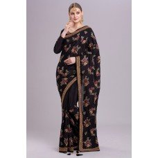 ZIDCS-215 ATTRACTIVE BLACK READYMADE PARTY WEAR SAREE