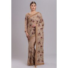 ZIDCS-215 DARK BEIGE DESIGNER PARTY WEAR INDIAN SARI