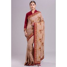 ZIDCS-210 RED AND PEACH BOLLYWOOD STYLE READYMADE SAREE