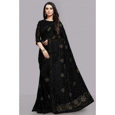 ZIDCS-222 BLACK DESIGNER EMBROIDERED WEDDING SAREE