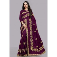 ZIDCS-226 ENGAGING PURPLE PARTY WEAR INDIAN SAREE