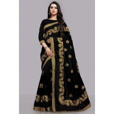 ZIDCS-228 BLACK PAKISTANI DESIGNER WEDDING SAREE