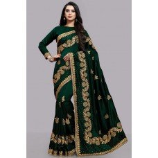 ZIDCS-229 GREEN INDIAN WEDDING WEAR FULL SLEEVE SAREE