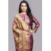 ROSE PINK & GOLD BANARASI READYMADE EVENING PARTY WEAR SAREE