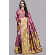 ROSE PINK & GOLD BANARASI READYMADE EVENING PARTY WEAR SAREE