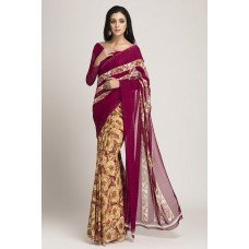 PLUM PRINTED INDIAN SAREE