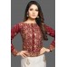 BRILLIANT WHITE & MAROON EMBROIDERED BLOUSE READYMADE WEDDING SAREE