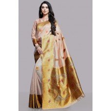 CORAL PINK & GOLD INDIAN DESIGNER WEAR SAREE