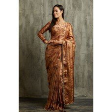 BROWN DIGITAL PRINTED DESIGNER INDIAN PARTY READY SAREE UK