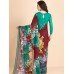 IDS-16 RAMA GREEN FLORAL PRINTED FULL SLEEVE BLOUSE UNSTITCHED SAREE