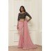 ZIDC-410 PRECIOUS PINK AND BLACK CONTRAST MATCHING BLOUSE READY MADE SAREE