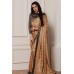 GORGEOUS BEIGE AND BLACK BROCADE BLOUSE READY MADE SAREE