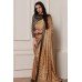 GORGEOUS BEIGE AND BLACK BROCADE BLOUSE READY MADE SAREE