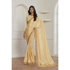 ZIDC-412 GOLD SHIMMER GEORGETTE INDIAN WEDDING AND BRIDESMAID SAREE