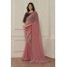 ZIDC-410 PRECIOUS PINK AND BLACK CONTRAST MATCHING BLOUSE READY MADE SAREE