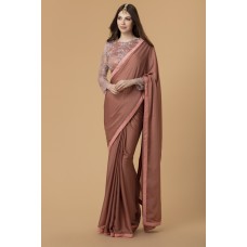 ROSE PINK GEORGETTE HEAVY EMBROIDERED BLOUSE WEDDING SAREE