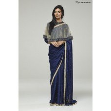 ZIDC-301 SARGASSO SEA CHIFFON CAPE STYLE SAREE