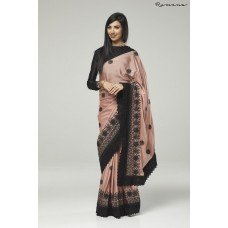 ZIDC-311 ROSE PINK AND BLACK EMBROIDERED INDIAN WEDDING SAREE