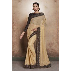 ZIDC-404 GOLD BEIGE INDIAN DESIGNER SAREE UK