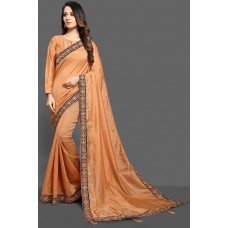 LOVELY ORANGE PEEL ETHNIC DESIGNER SAREE