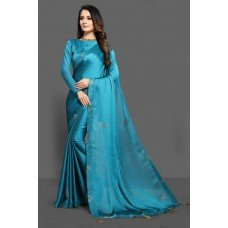 LAVISHING MOSAIC BLUE WEDDING DESIGNER SAREE