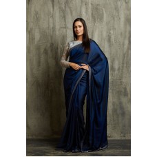 NAVY BLUE & SILVER INDIAN READY MADE PARTY WEAR SAREE