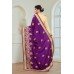 ZIDC-455 PURPLE SILK EMBELLISHED READY MADE WEDDING WEAR SAREE